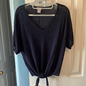 Women's Navy V-Neck Top